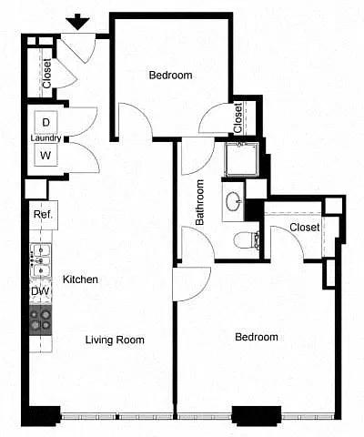 Floor plan 1 Bedroom 1 Bath Den - A