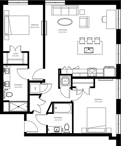 Floor plan B8 - Two Bedroom