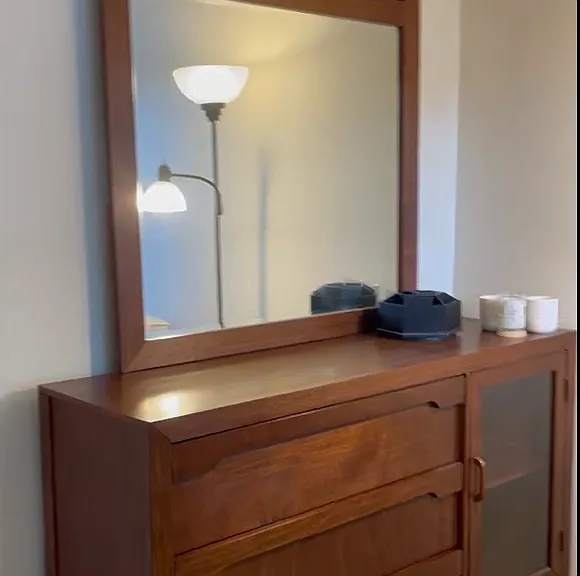 Second bedroom with new Dresser & Mirror & new bed.