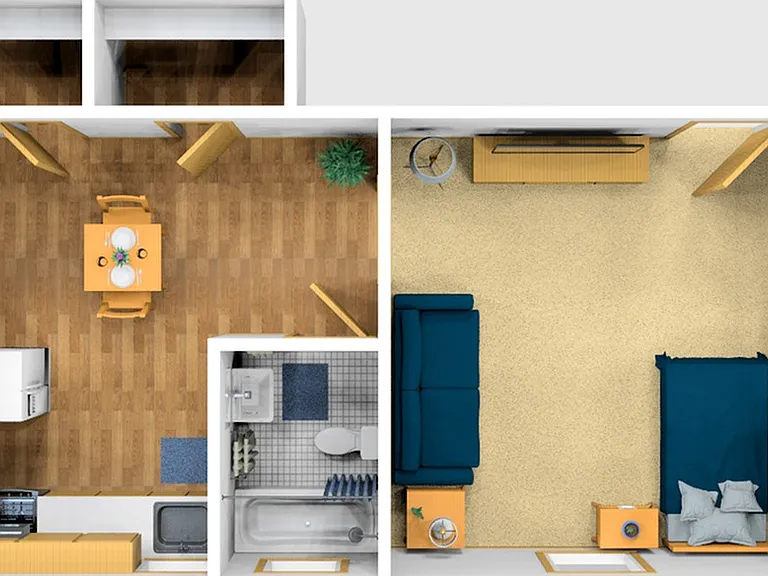 Studio Furnished 3D View Studio Furnished 3D View