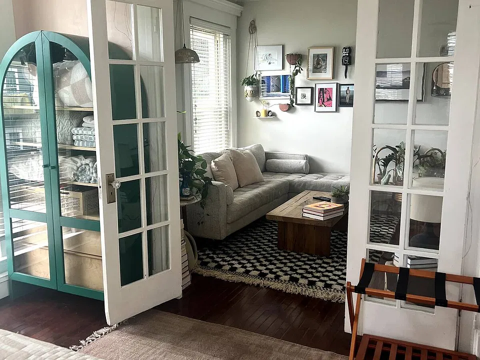 View from bedroom into living room.