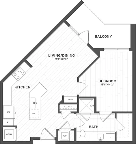 Floor plan 1 Bed/1 Bath-A1.3