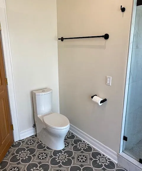 Beautiful tile and towel bar and hook