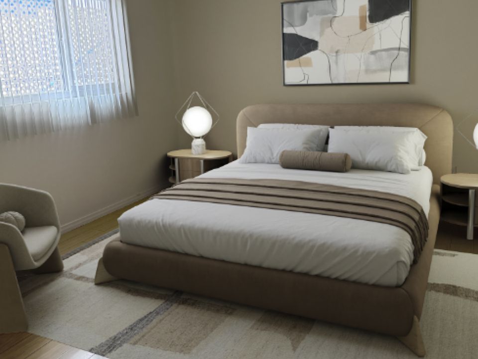 Primary bedroom - virtually stagged for visual reference