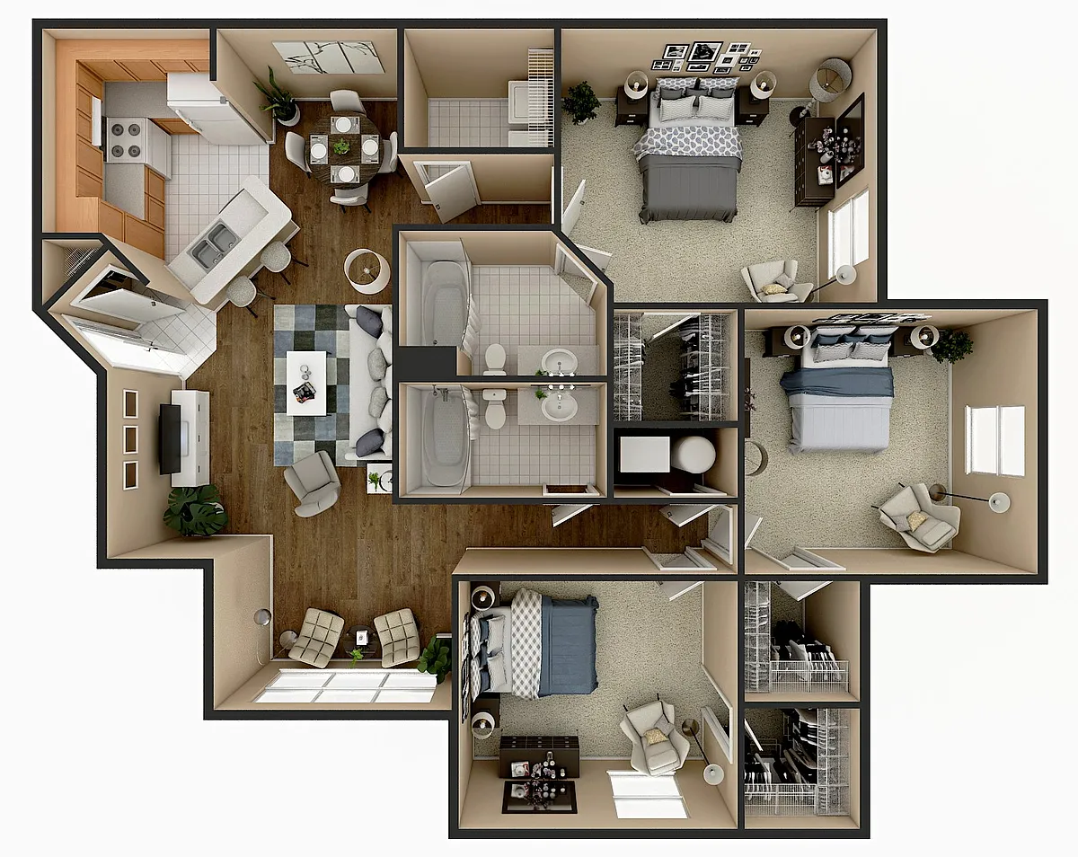 Floor plan 3 Bedroom 2 Bath