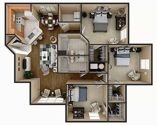 Floor plan 3 Bedroom 2 Bath