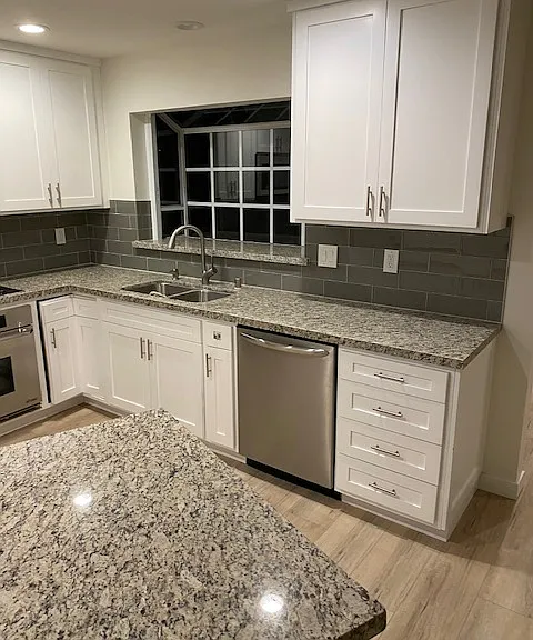 Kitchen sink wall with dishwasher