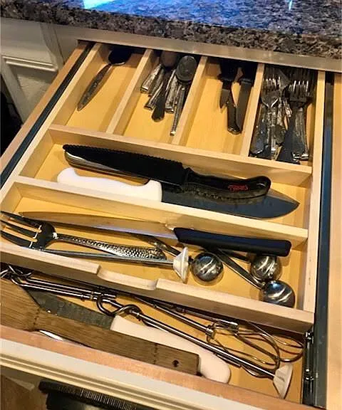 Upgraded built in organizing in drawers and cabinets