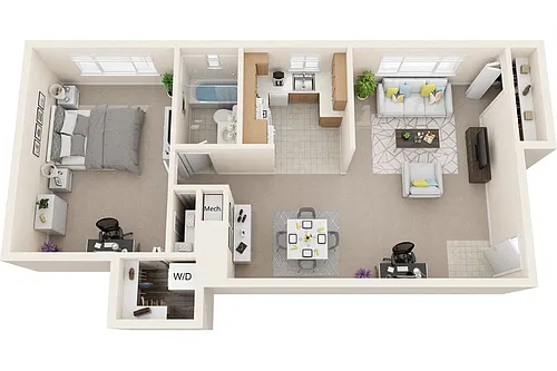 Floor plan 1 Bedroom 1 Bath