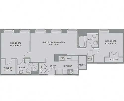 Floor plan 2 Bed/2 Bath-B1