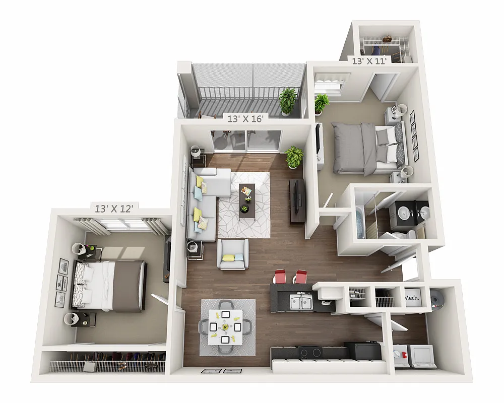 Floor plan Two Bedroom B1
