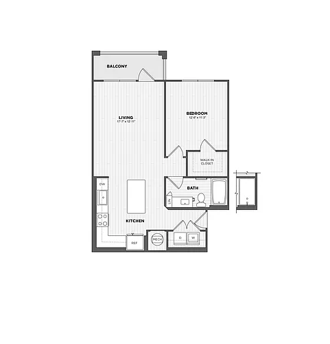 Floor plan 1 Bed/1 Bath-A1