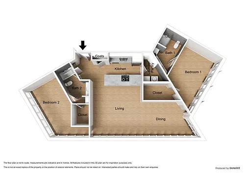 Floor plan South - 2 Bed, 2 Bath