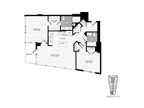 Floor plan 2B w/ Balcony