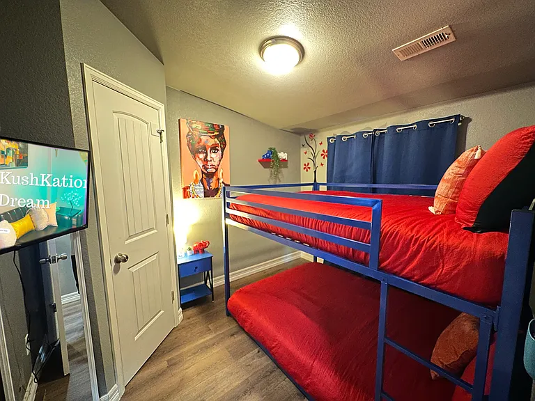 Double the Comfort, Double the Fun ________ _ Enjoy a cozy stay in our room with a double-sized bunk bed and a smart TV for your entertainment.