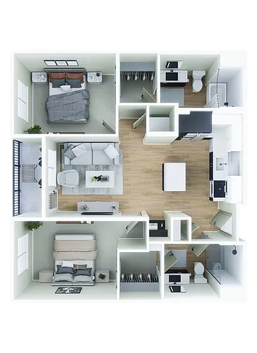 Floor plan 2BD, 2BTH B1