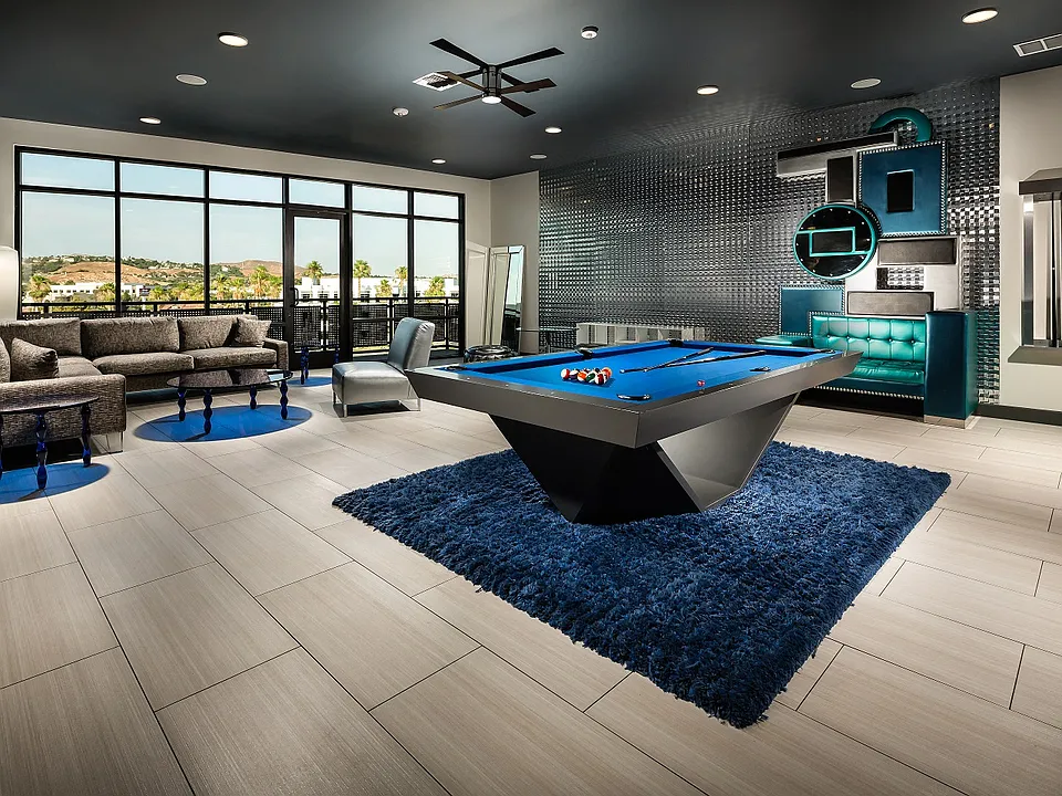 Corona, CA Metro at Main Apartments clubhouse pool table