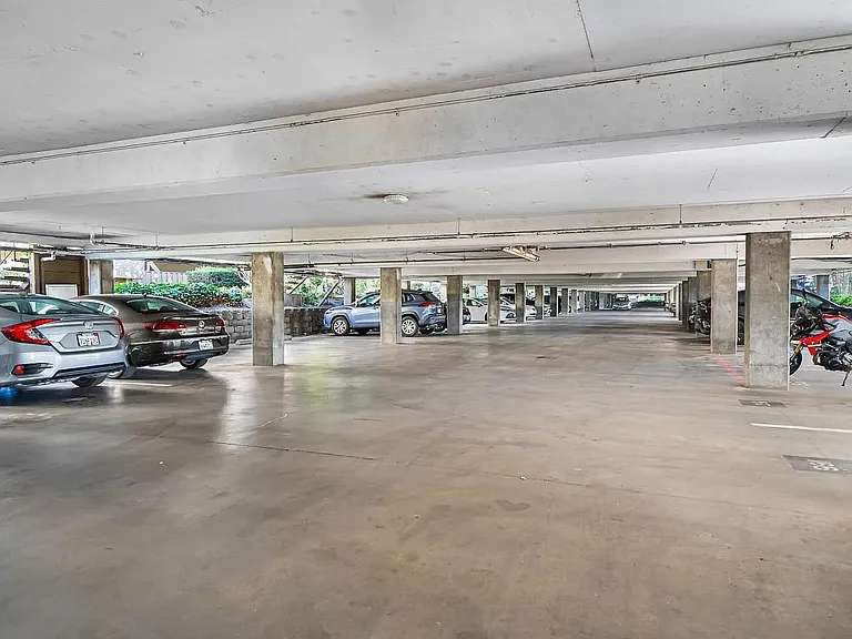 Covered parking under the building