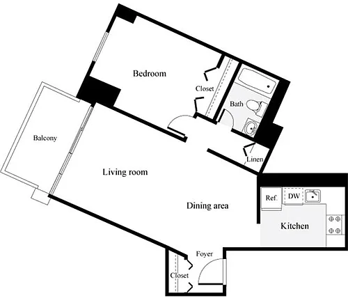 Floor plan 1 Bedroom J