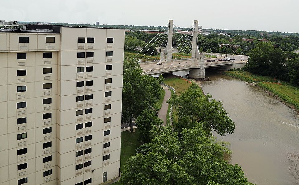 View of the building from the Scioto River