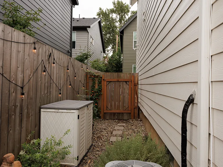 Side yard with gate & shed