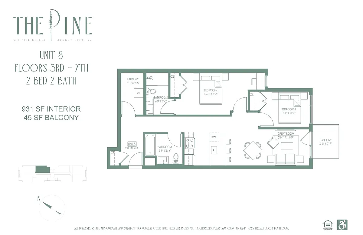 Floor plan Two Bed with Balcony 08 Line