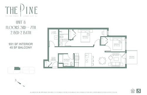 Floor plan Two Bed with Balcony 08 Line