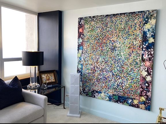Focal point in Living Room is a large original painting (oil on canvas) by a Santa Fe, New Mexico artist.