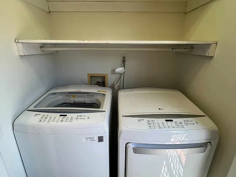 Washer and dryer service included.