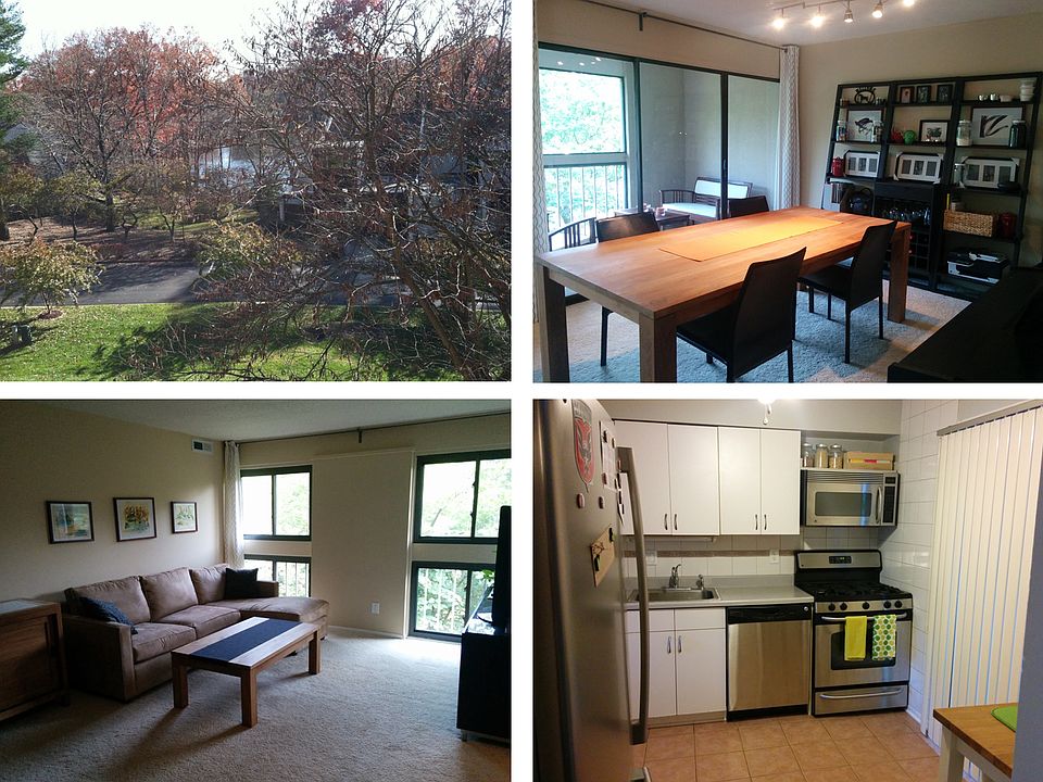 View of Lake Anne, open concept living room/dining room, kit