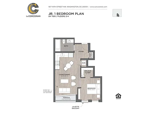 Floor plan Jr 1 Bed