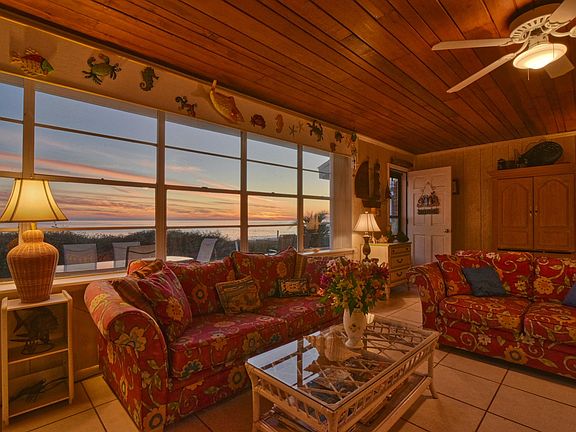 Living room at sunset