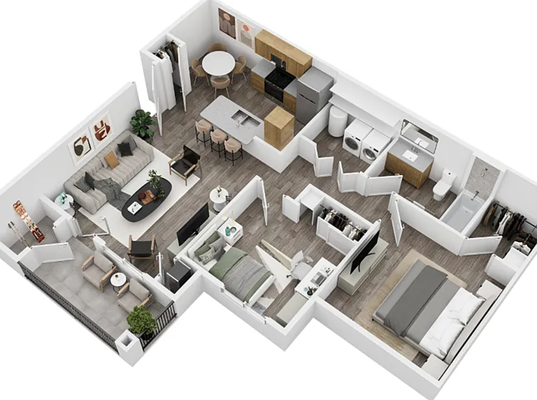 Sage Point Village Apartments 2 Bedroom 1 Bathroom 3D Floor Plan in Ammon ID Sage Point Village Apartments 2 Bedroom 1 Bathroom 3D Floor Plan in Ammon ID