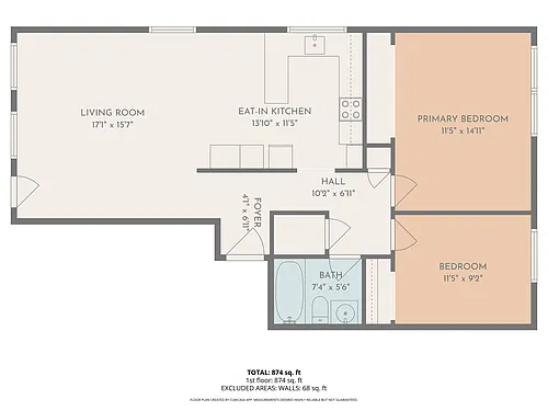 Floor plan Original 2 Bed 1 Bath
