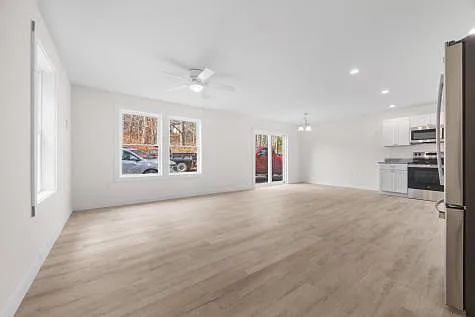Patio door leading to back yard. 
Radiant heat throughout