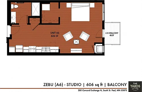 Floor plan The Yards - Zebu (A6)