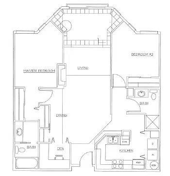 Floor plan 2 Bedroom 2 Bath (F)