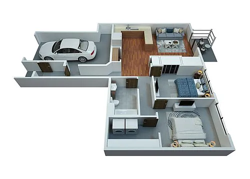Floor plan 2 Bedrooms / 1 Bathroom