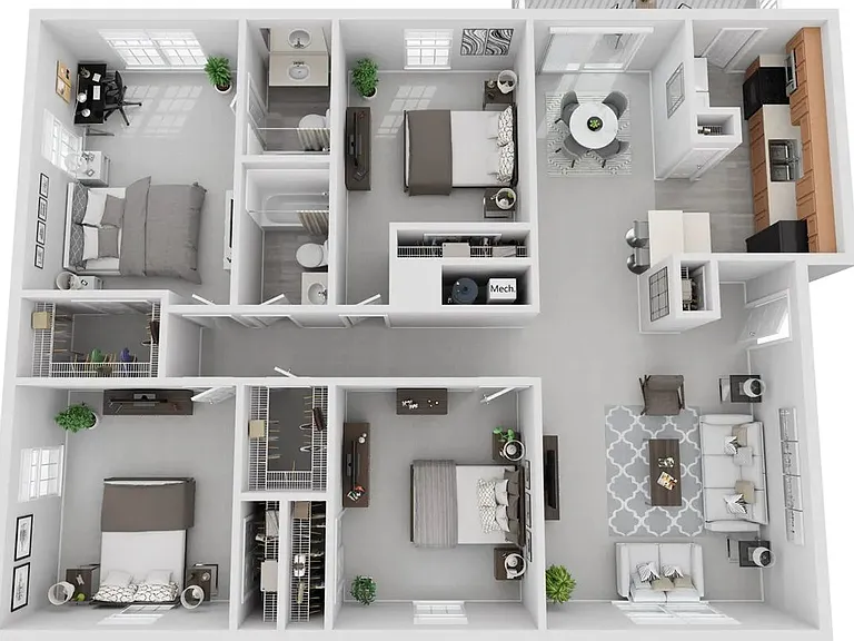A photo of our 4x2 floor plan, The Miller.