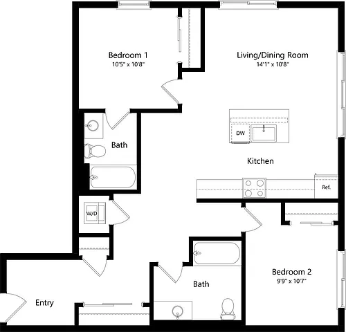 Floor plan 2 Bed 2 Bath G