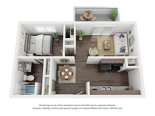 Floor plan 1 bedroom, 1 bath Renovated