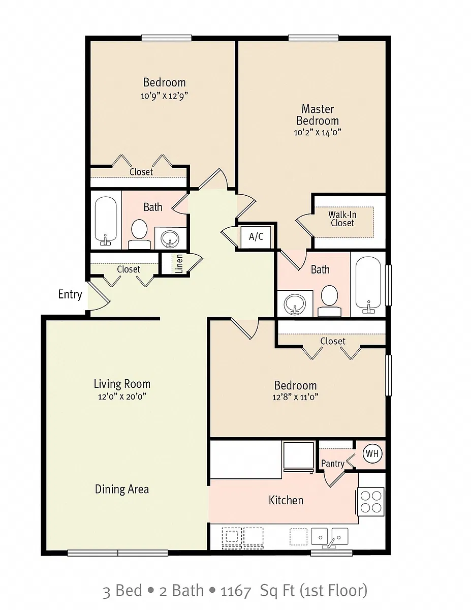Floor plan 3 Bedroom 2 Bath