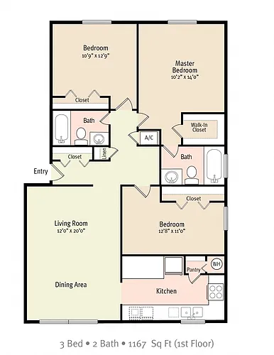 Floor plan 3 Bedroom 2 Bath