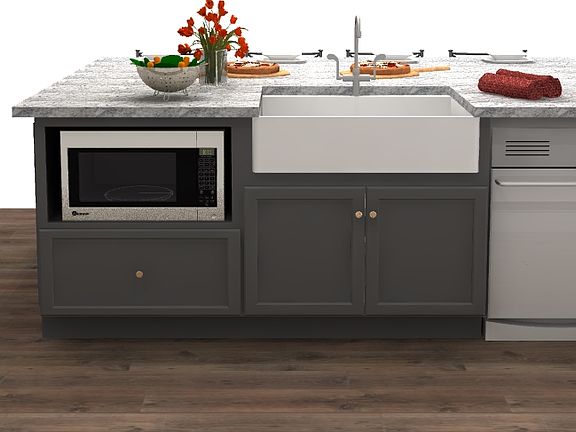 Huge island with farm sink