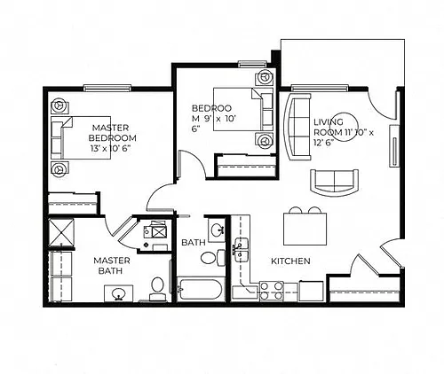 Floor plan B1 - 60 - Income Restricted