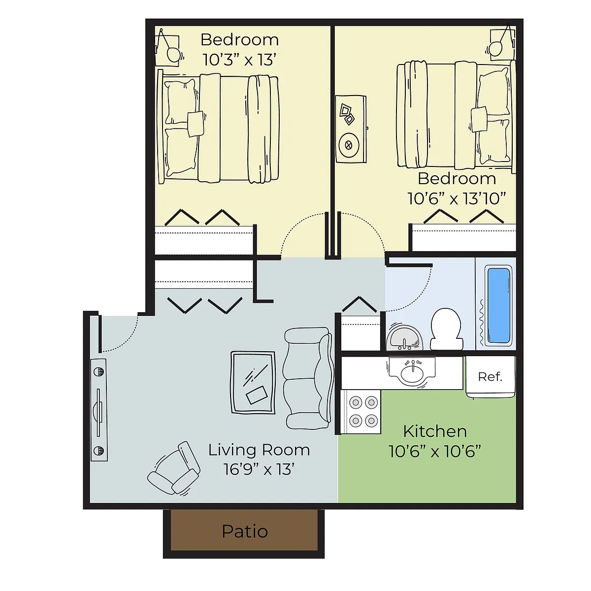 Floor plan Dog Friendly Two Bedroom