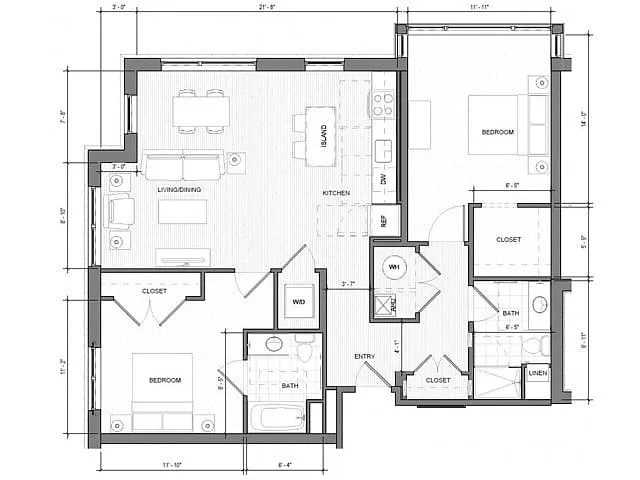 Floor plan 2BR-Corner-F