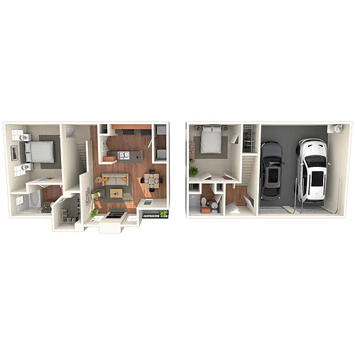 Floor plan Townhome 2x2 992 SF