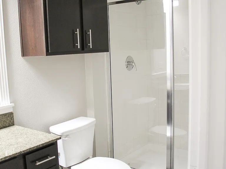 Guest Bathroom with glass walk in shower