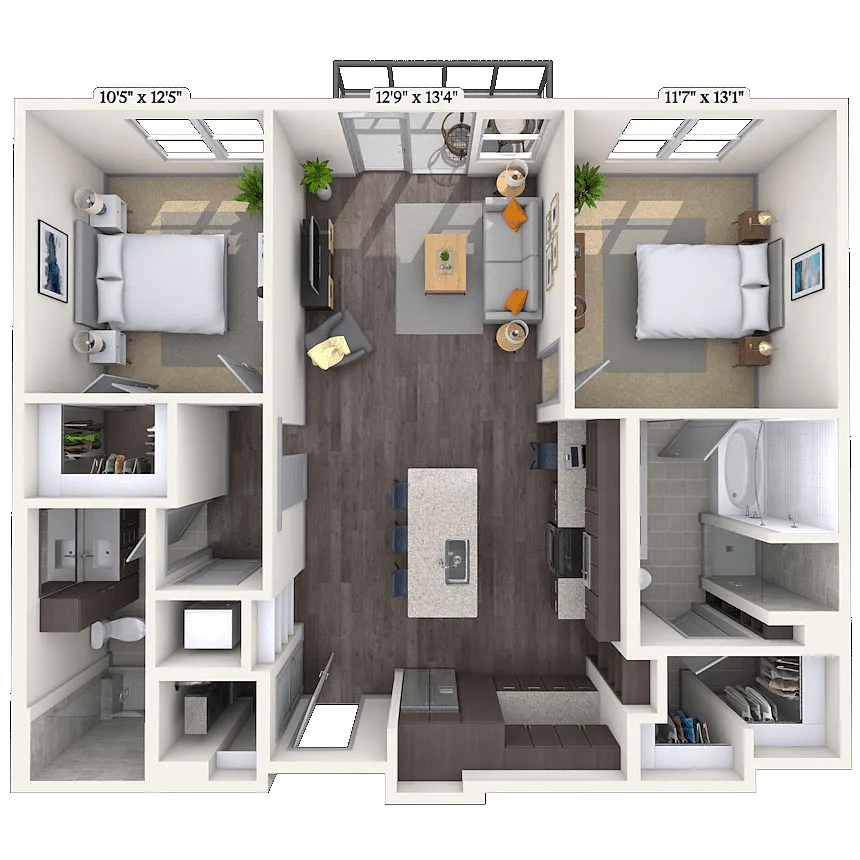 Floor plan Tradition 2x2 1078-1147 SF